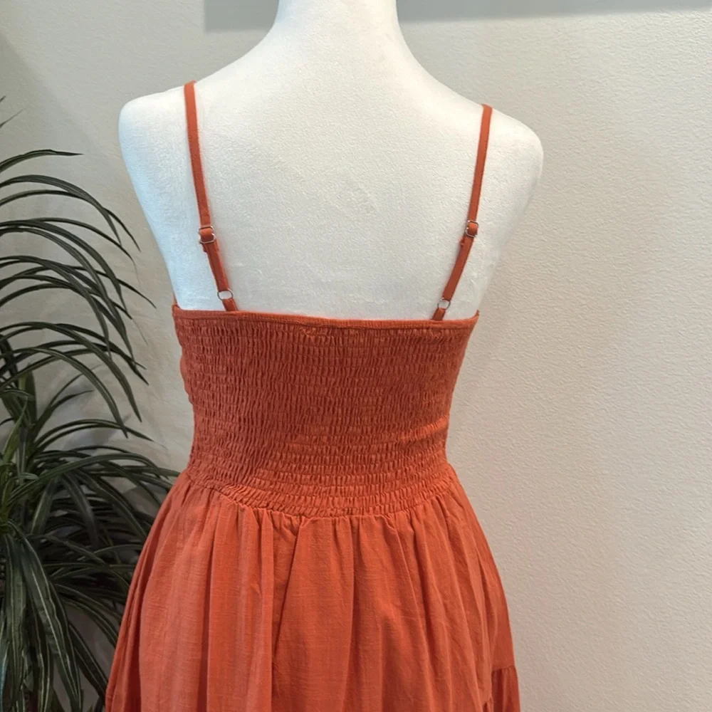 Grace Karin Rust Color Maxi Dress Summer Flowy Cotton Spaghetti Strap S - Picture 7 of 16